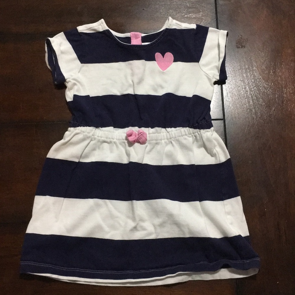 Navy and white striped dress